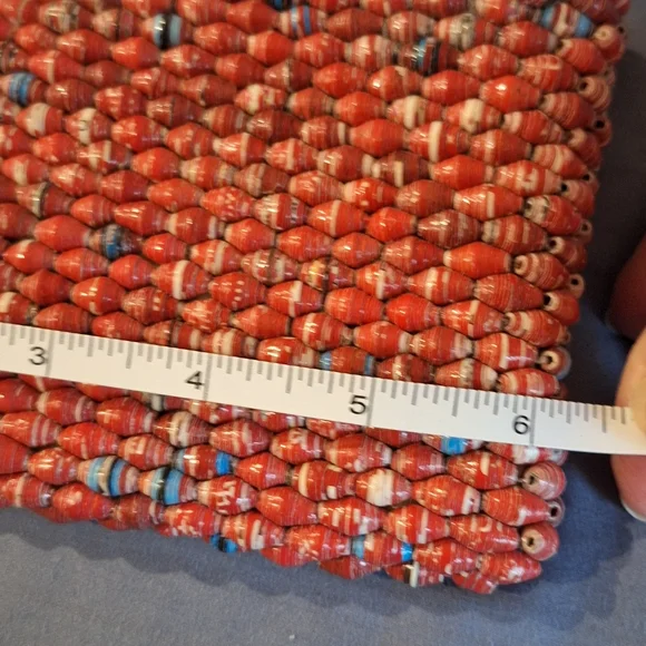 Handcrafted Red Beaded Clutch - Picture 5 of 6